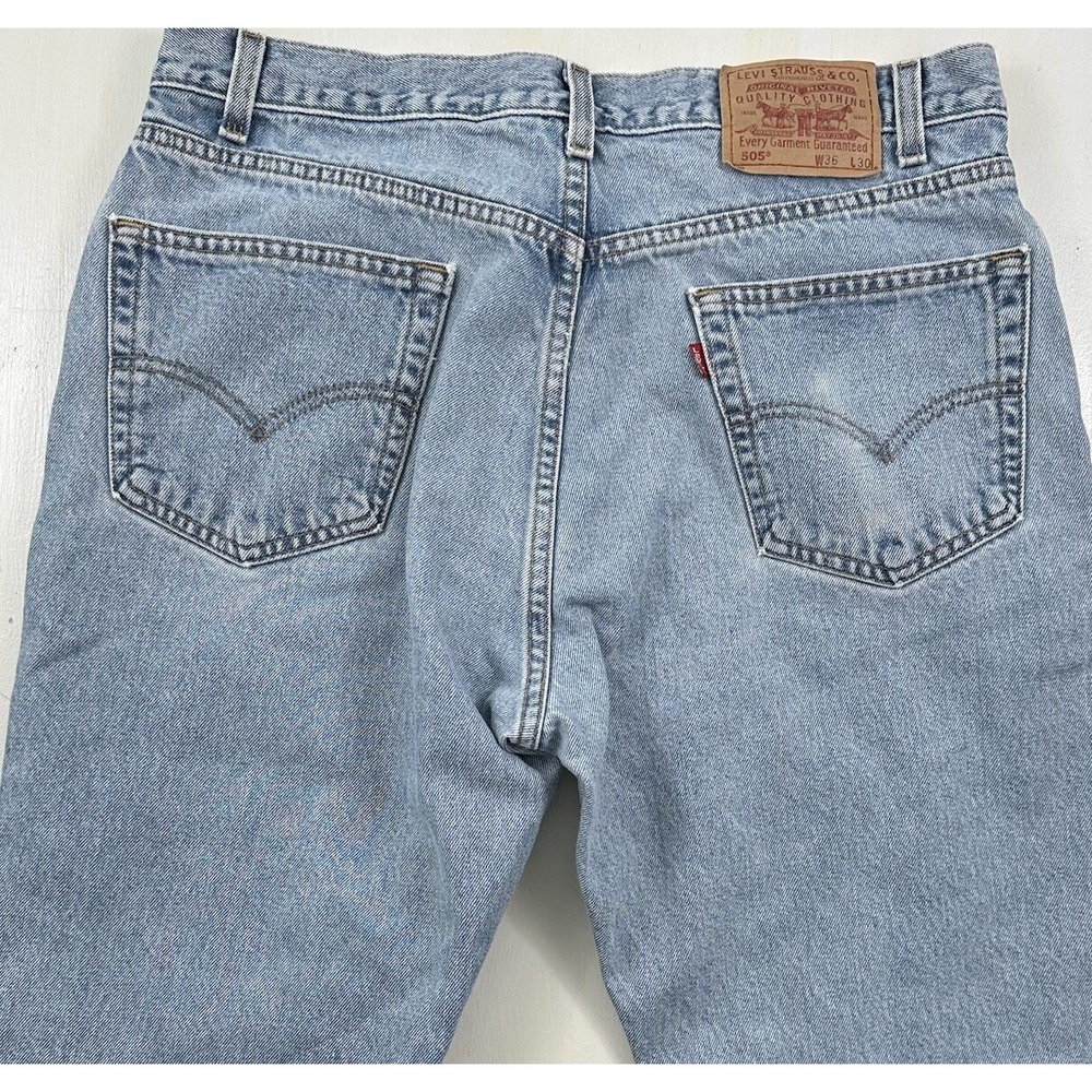 VTG Levi's 505 Regular Fit  Jeans SZ 34x30 Blue Distressed Light Wash Y2K Tag 36